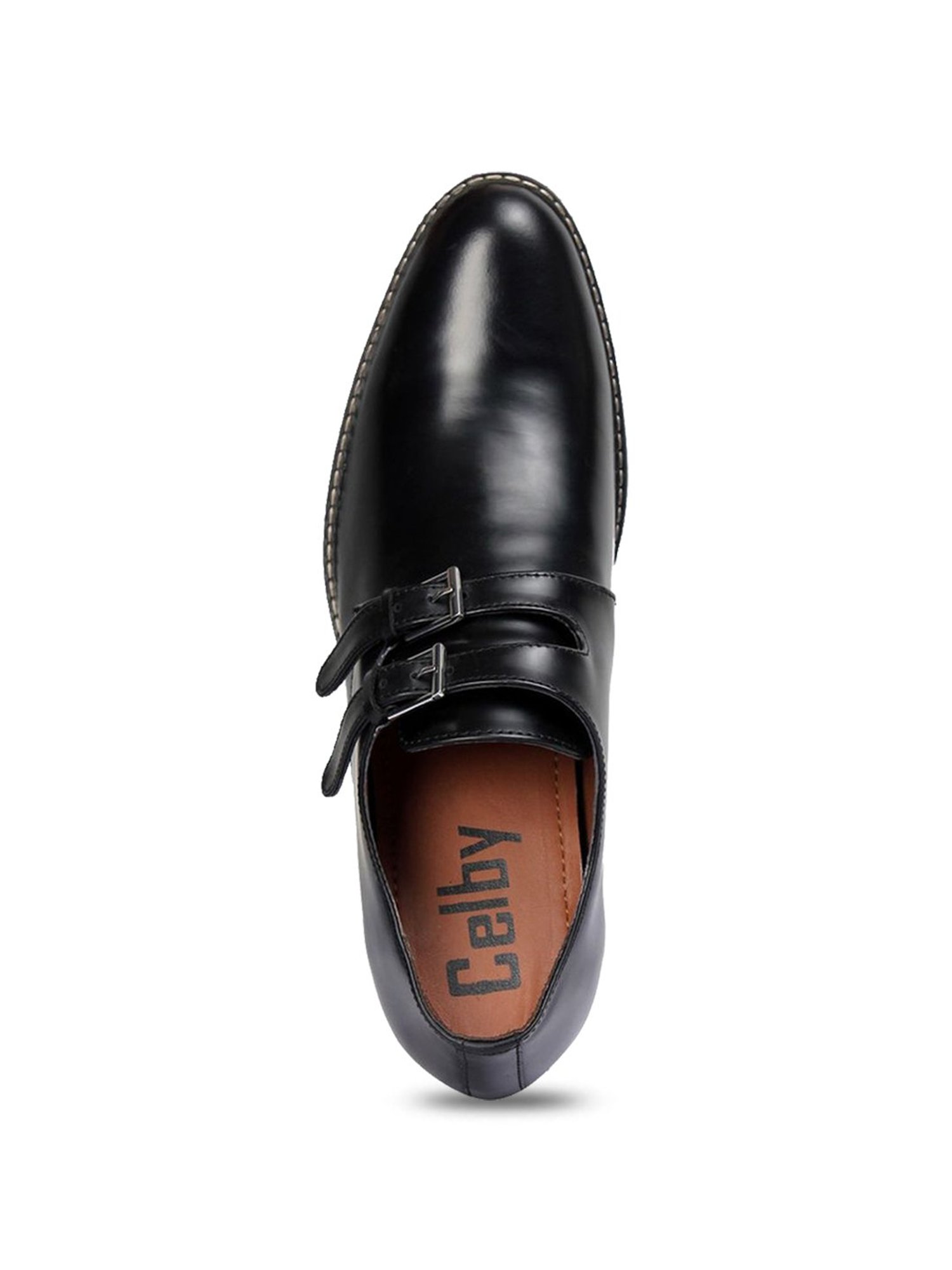 Celby Men's Height Increasing Black Monk Shoes