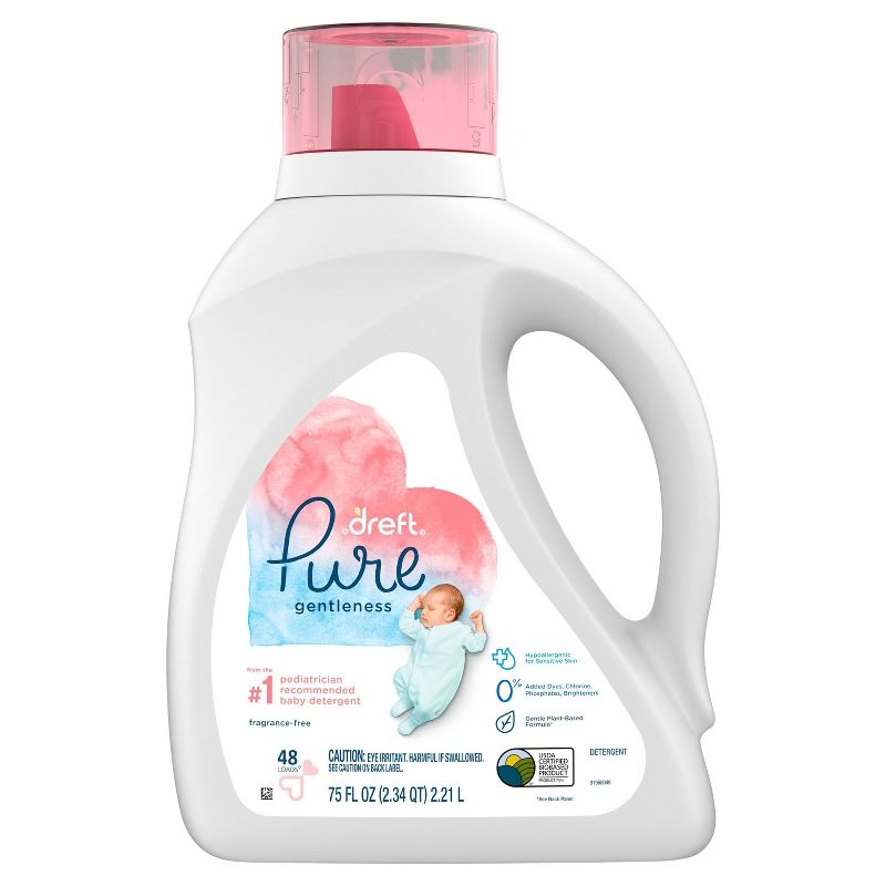 Dreft Pure Gentleness Fragrance Free Baby Liquid Laundry Detergent - 75 fl oz