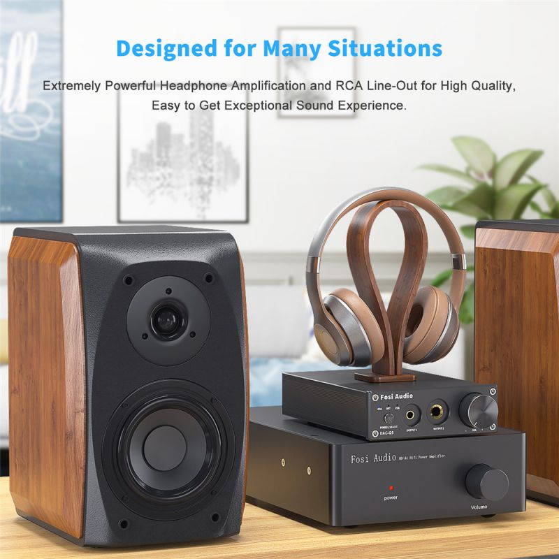 Fosi Audio DAC Converter 24-bit/192kHz Optical/Coaxial/USB Digital-to-Analog Adapter Decoder & Headphone Amplifier & Mini Stereo Pre-Amplifier Q5