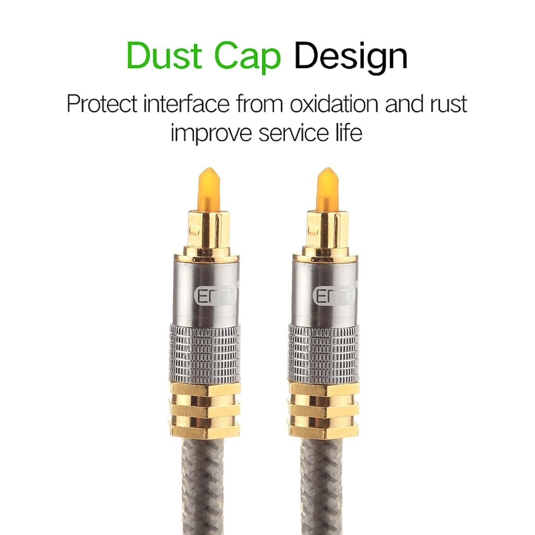 EMK YL-A 5m OD8.0mm Gold Plated Metal Head Toslink Male to Male Digital Optical Audio Cable