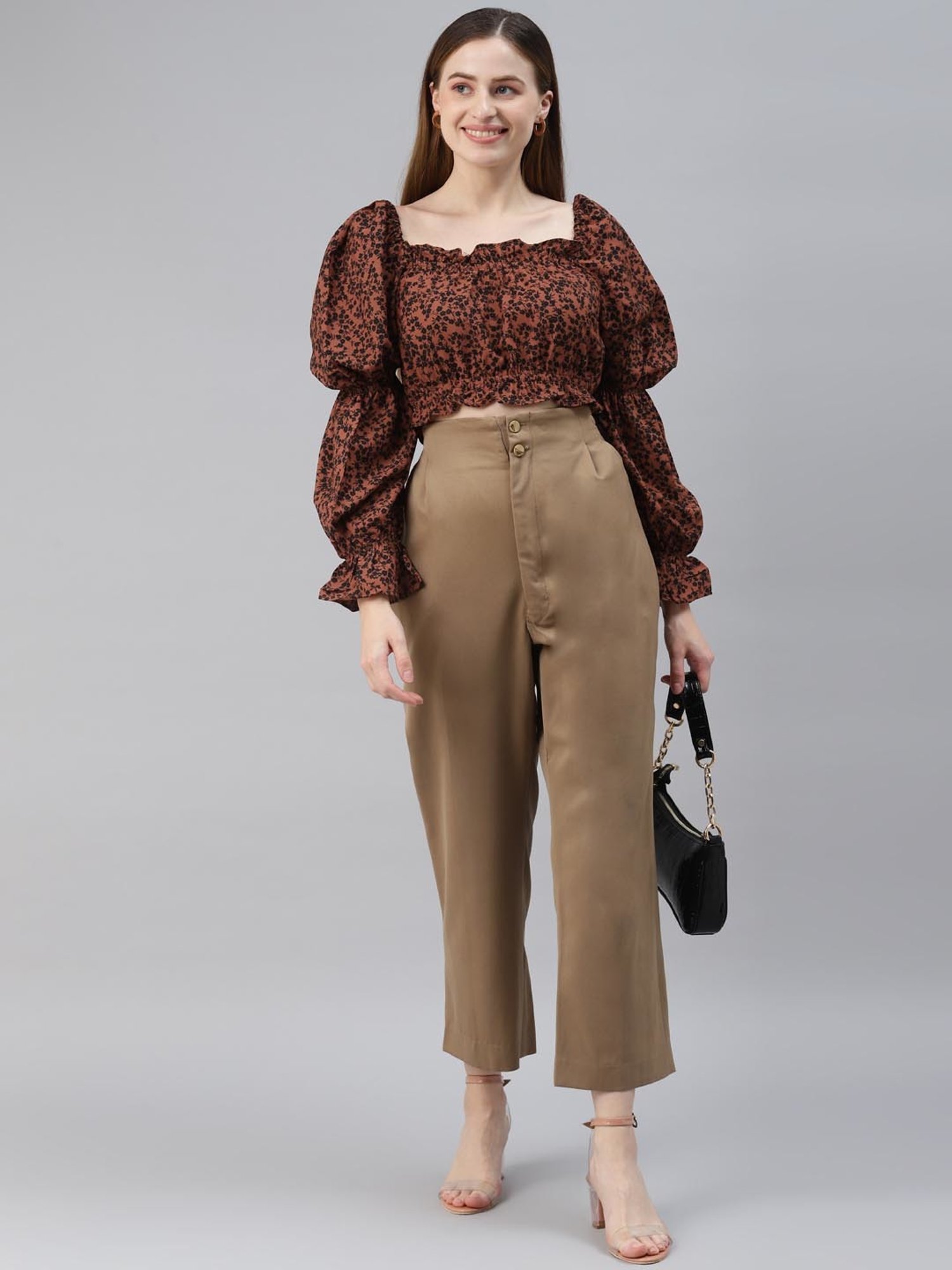 Melon by PlusS Rust Floral Print Crop Top