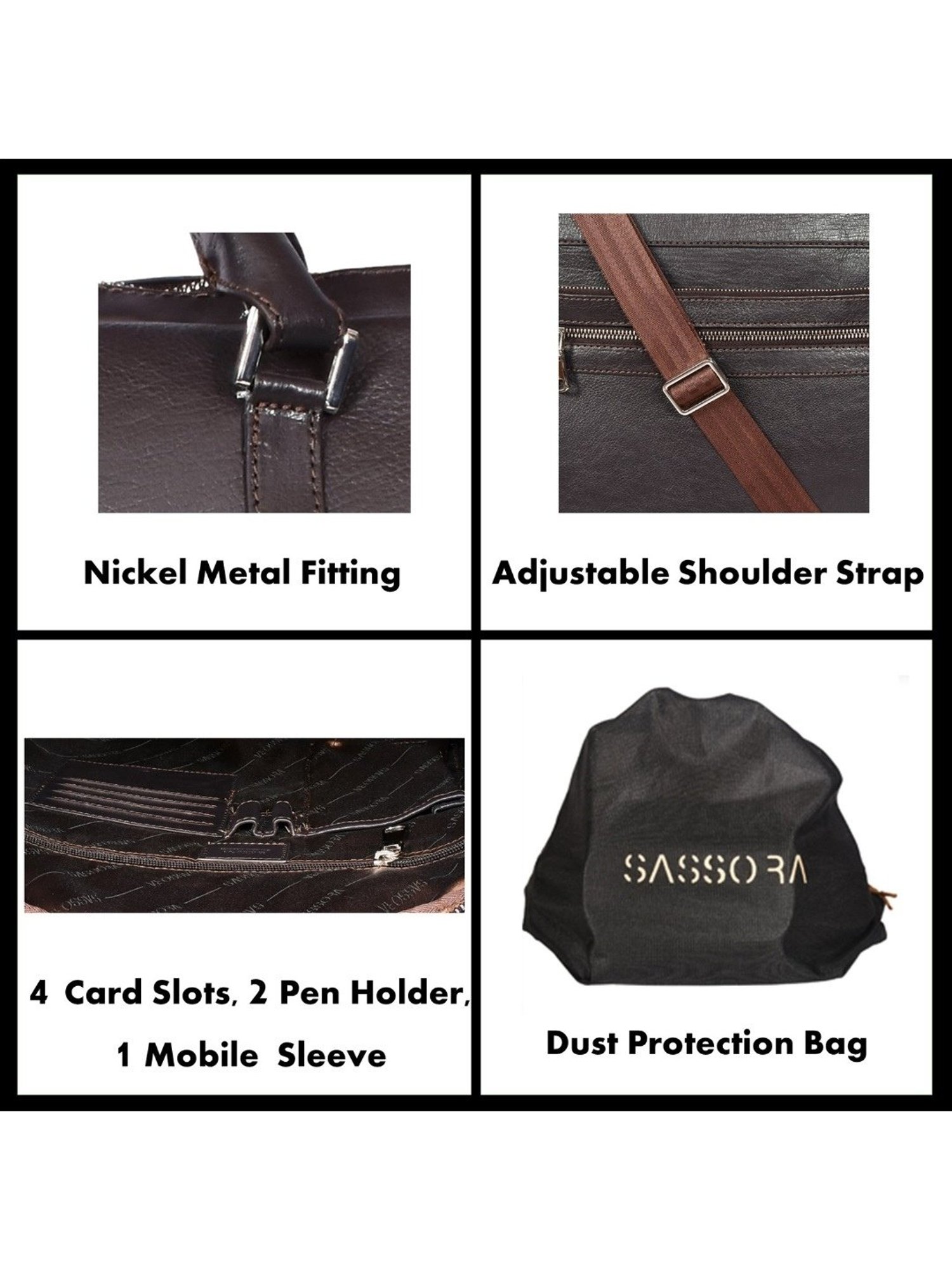 SASSORA JONAS Brown Leather Large Messenger Bag