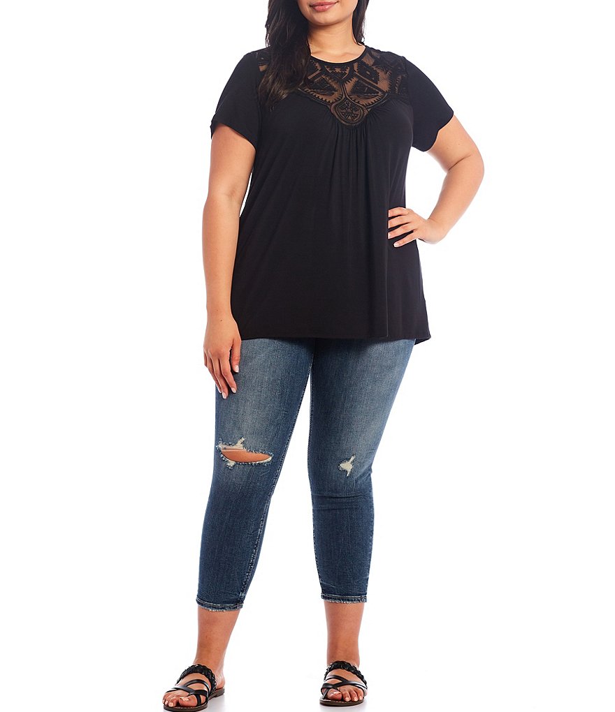 Silver Jeans Co. Plus Size High Rise Distressed Avery Skinny Crop Jeans