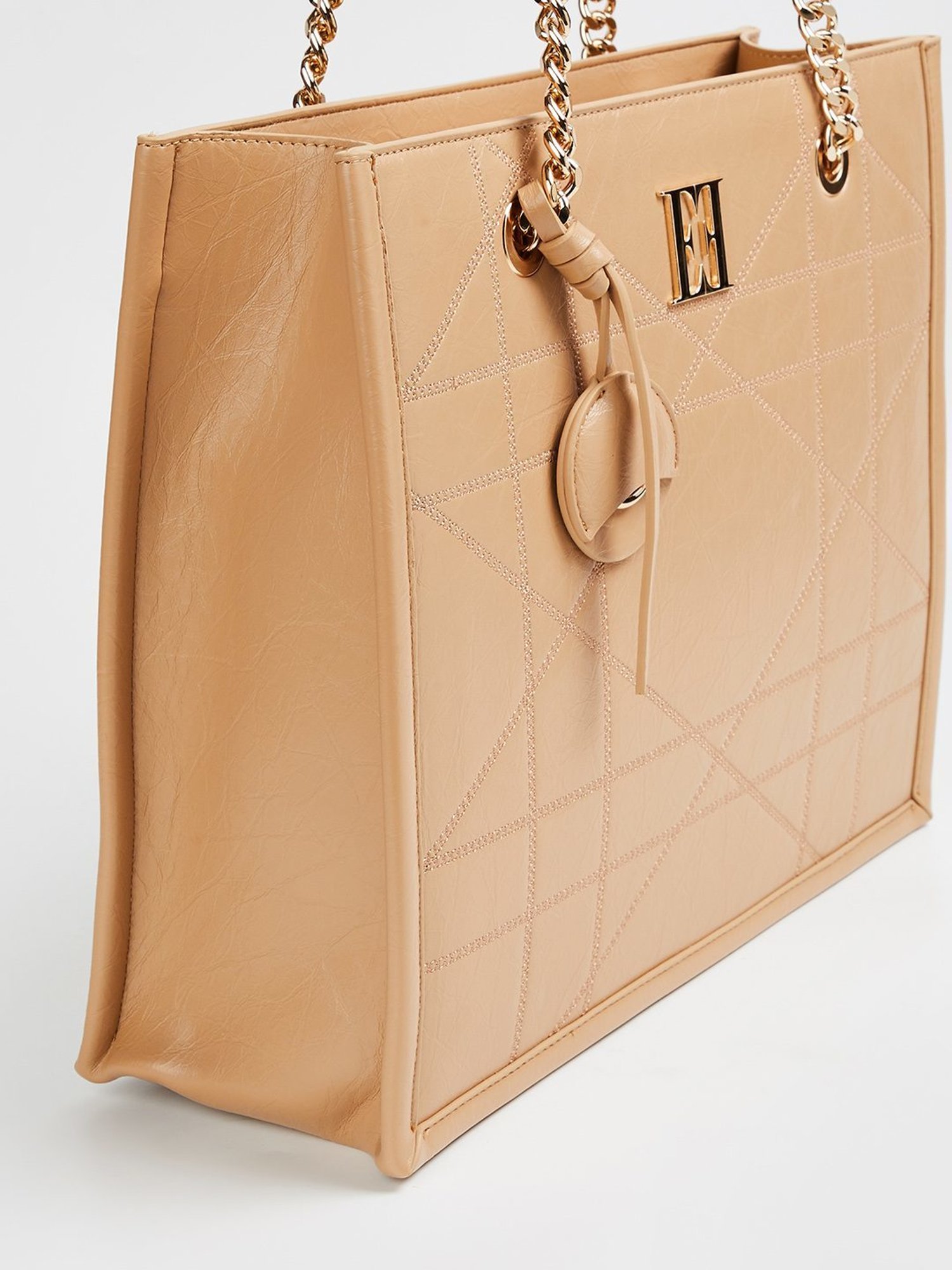 Elle Beige Textured Shoulder Bag