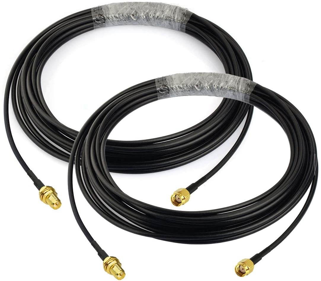 Bingfu WiFi Antenna Extension Cable 2-Pack RP-SMA Male to RP-SMA Female Bulkhead Mount RG174 Cable 20 feet for WiFi Router Security IP Camera Signal Booster Repeater Wireless Network Card Adapter