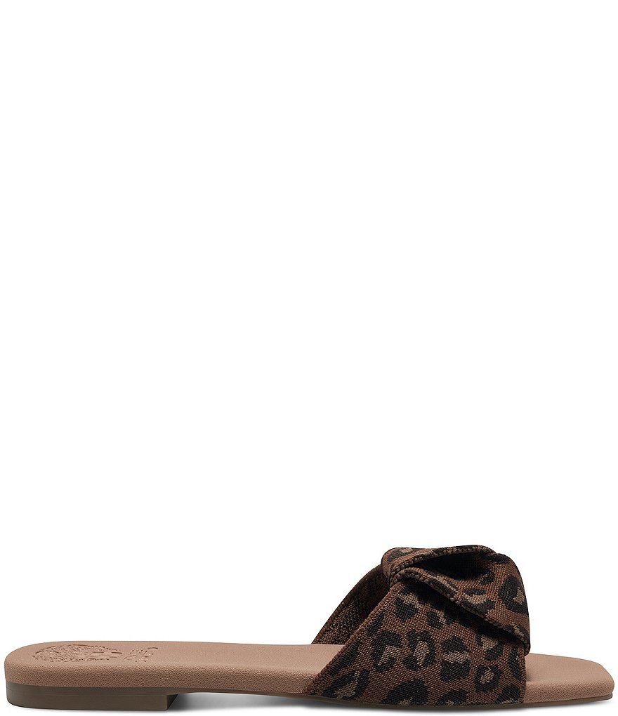 Vince Camuto Skylinna Washable Leopard Print Knotted Flat Sandals