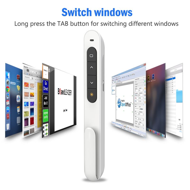 Red Light Wireless Presenter, Powered by AAA (Not Included) Hyperlink Volume Control Presentation Clicker, RF 2.4GHz PowerPoint Clicker Presentation Remote Control Slide Clicker