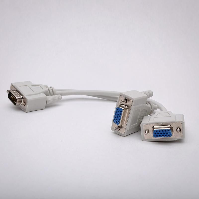FireFold VGA-1M-2F-SPLIT VGA Splitter Cable - 8 Inch - Connect 2X VGA Monitors to a Single Computer - Duplicates Video Output on Both Screens