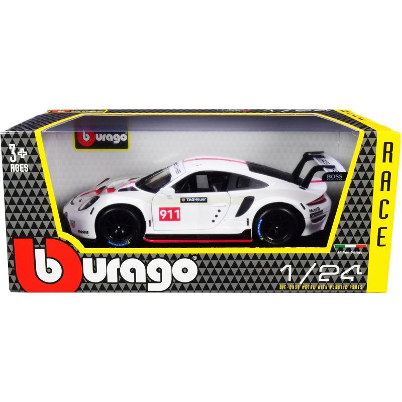Porsche 911 RSR GT #911 White "Race" Series 1/24 Diecast Model Car by Bburago