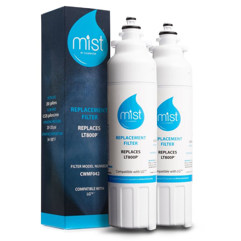 Mist LG LT800P Compatible with ADQ73613401, Kenmore 9490, 46-9490, ADQ73613402 Refrigerator Water Filter, (2pk)