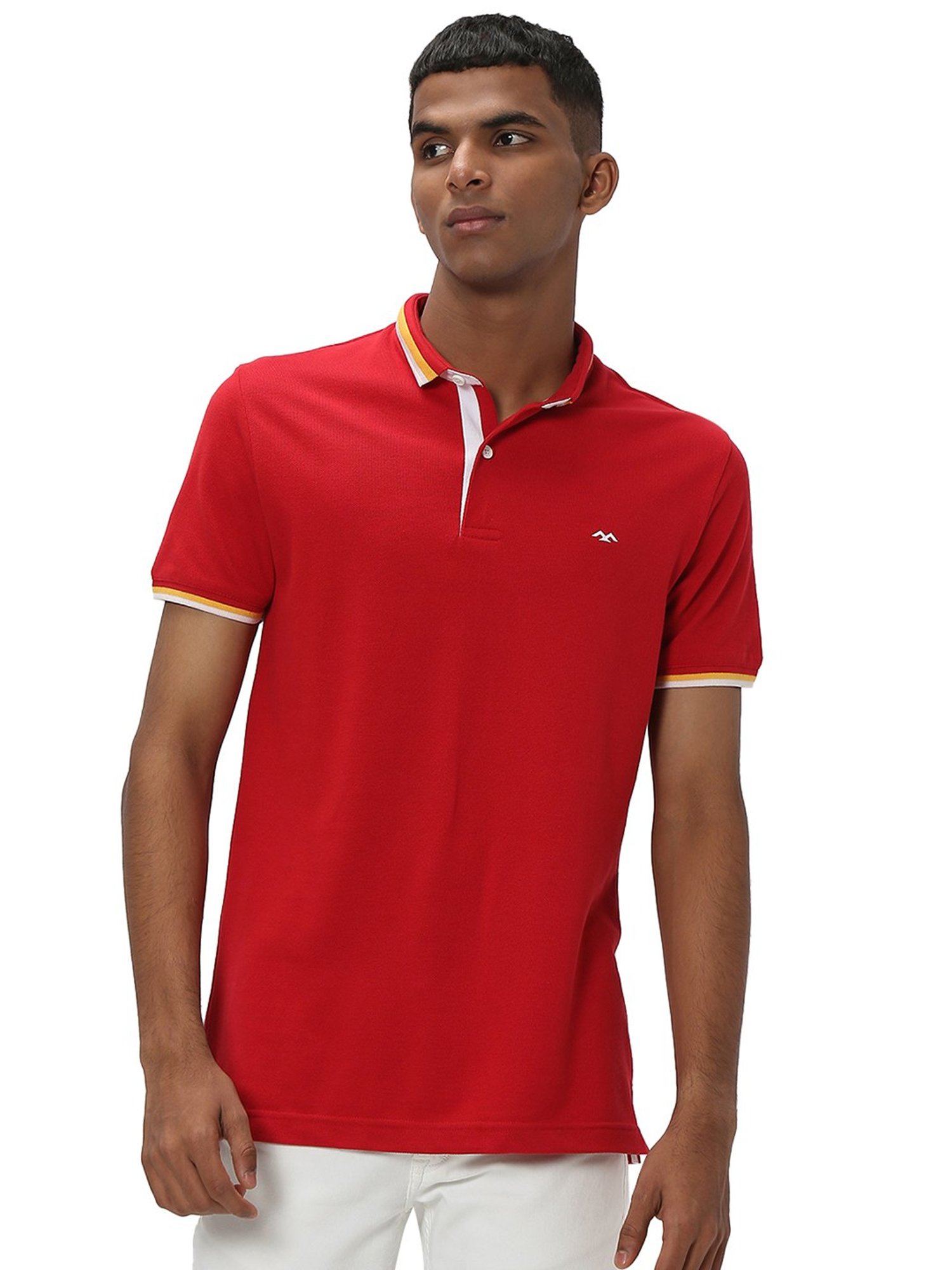 Mufti Red Slim Fit Cotton Polo T-Shirt