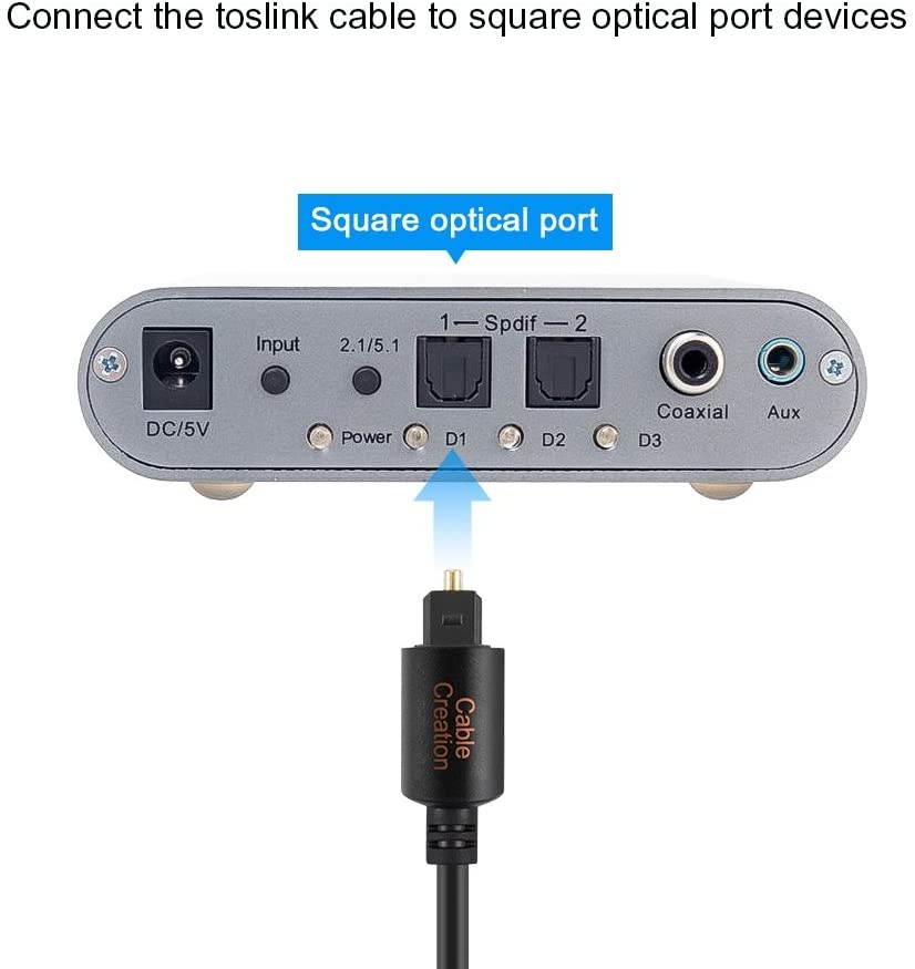 Optical Audio Cable CableCreation 3 Feet Digital Fiber Optic Cable for Home Theater Sound Bar TV PS4 Xbox VD/CD Player Blu-ray Players Game Console& More 0.9M