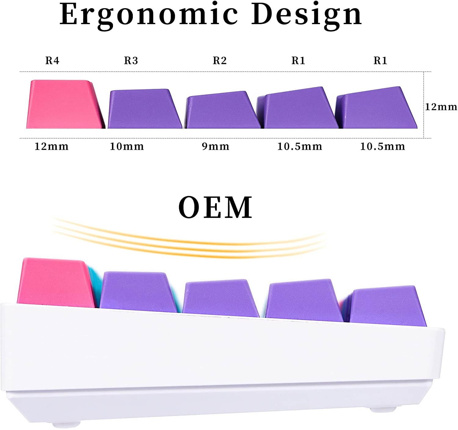 HYSSP 61-Key PBT Cherry Keycaps, 60% Mechanical Keyboard Keycaps ANSI Layout OEM Profile Keycaps, Suitable for Cherry MX Switch/RK 61 / Anne pro 2 / Ducky one 2 Mechanical Keyboard (Keycaps Only)