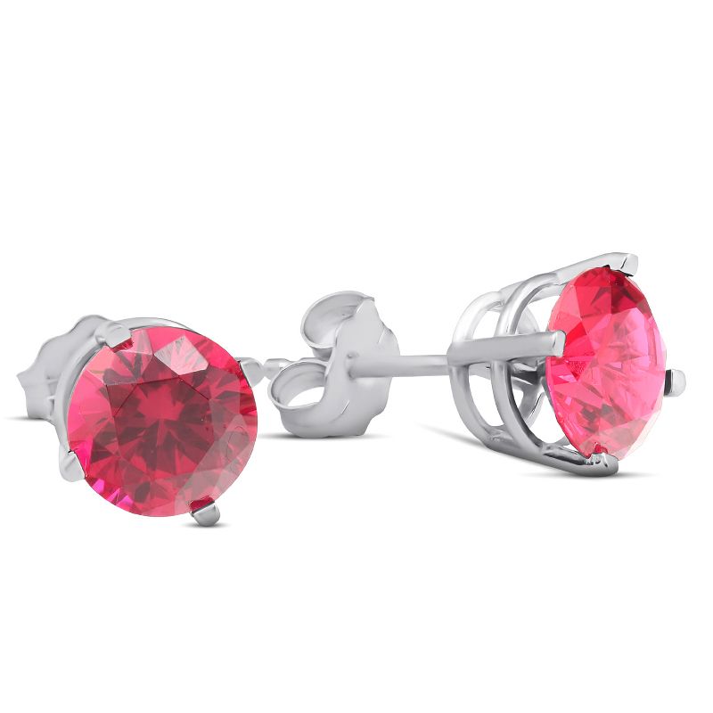 Pompeii3 2ct Ruby Studs 14K White Gold Womens Earrings