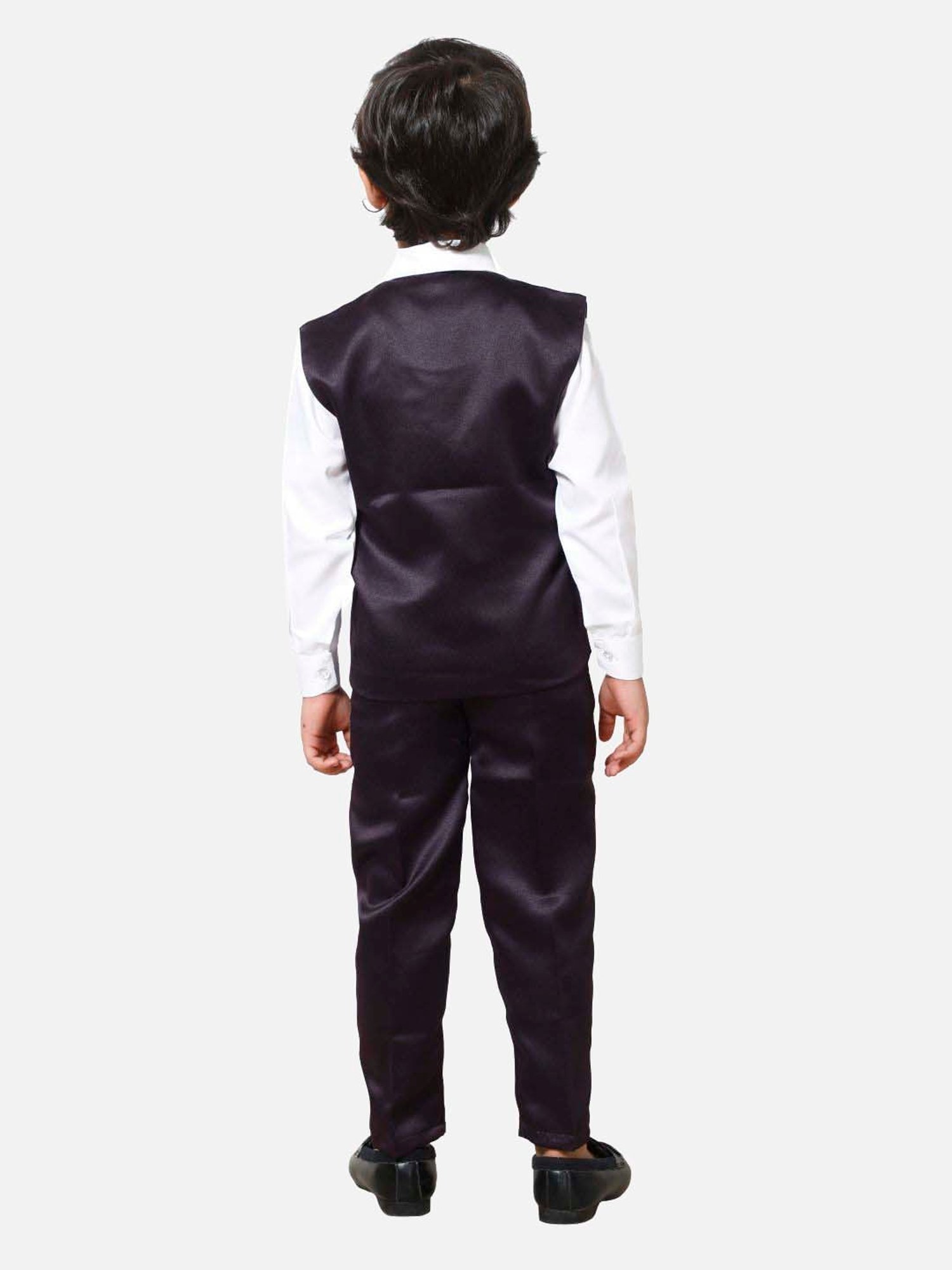 Fourfolds Boys Purple Solid Full Sleeves Clothing Set