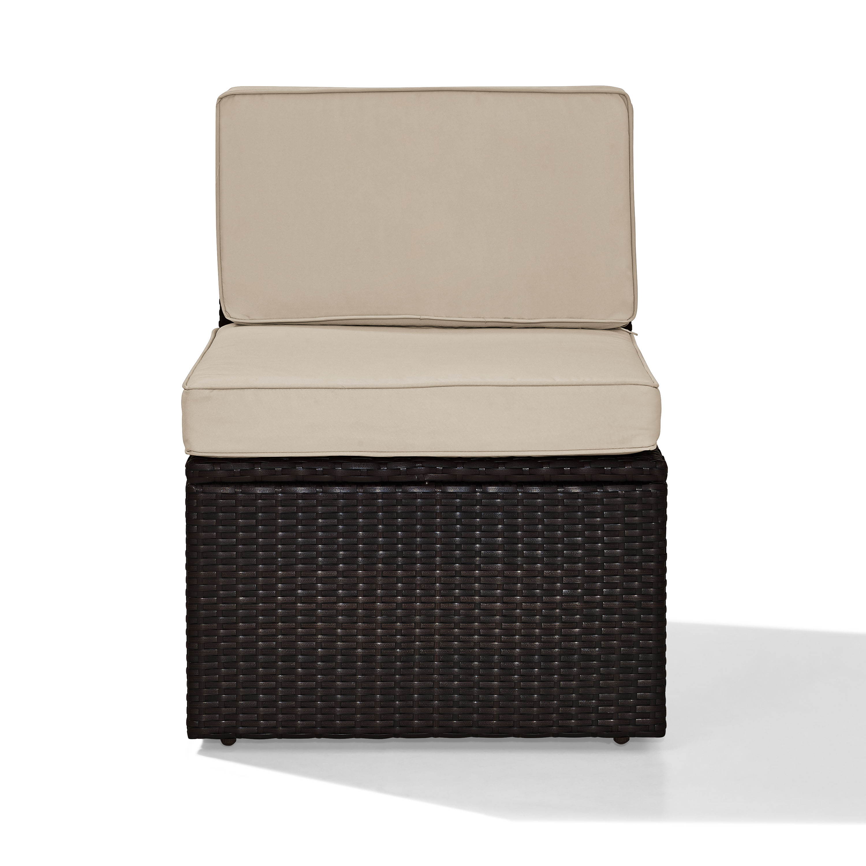 Crosley KO70090BR-SA Palm Harbor Outdoor Wicker Center Chair with Sand Cushions - Brown