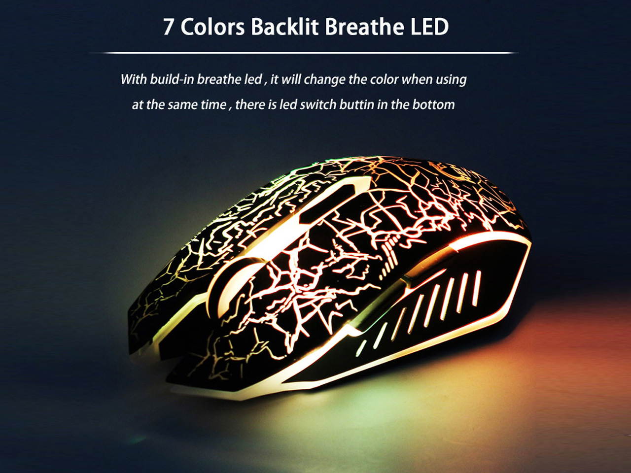 LED Wireless Gaming Mouse Rechargeable Breathing USB 2.4Ghz 2000 DPI Gamer Optical 10m Muoses for PC Desktop Laptop Computer