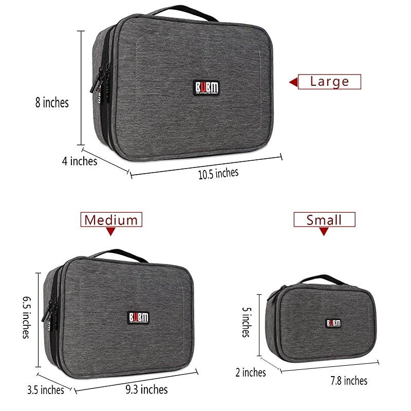 3Pcs Universal Travel Cable Organizer Electronics Accessories Carry Bag for Cables, Cord, USB Flash Drive, Battery and More, Denim Gray