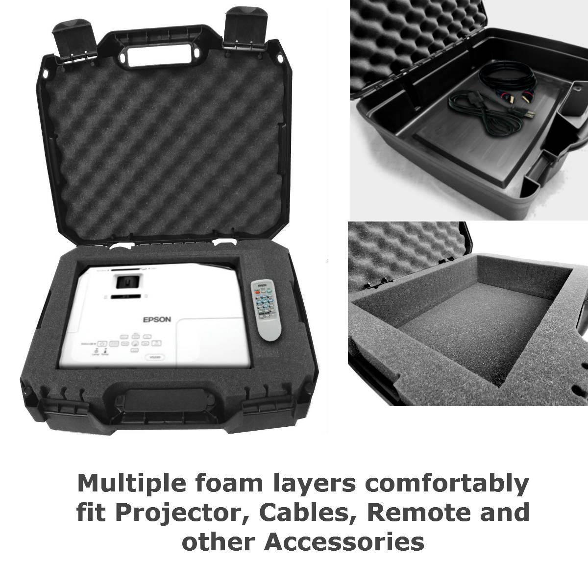 WORKFORCE Safe n Secure Video Projector Hard Case with Dense Foam - For Epson 3LCD, XGA, SVGA and 3D Projectors - Fits VS240 / VS345 / VS340 / EX3240 / EX3220 / EX7240 / EX7235 / EX7230 and more