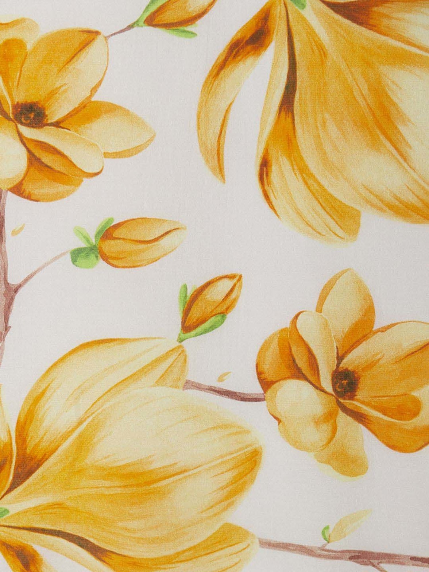 navyasa by liva White & Yellow Floral Print Saree With Unstitched Blouse