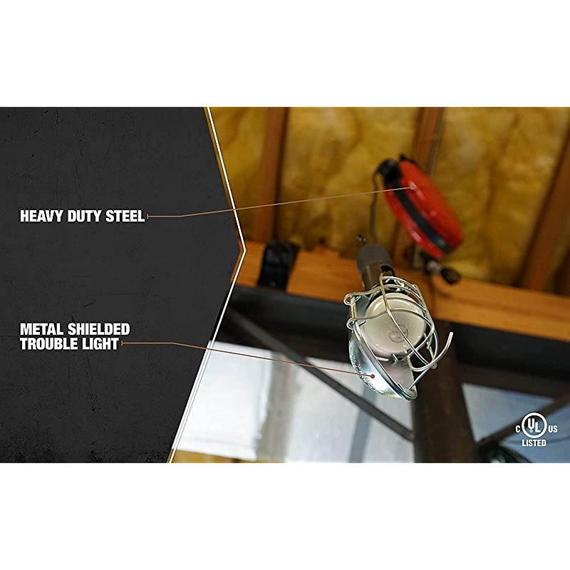 48000 163 SJTW Metal Cord Reel with 75Watt Trouble Light Red 40Feet