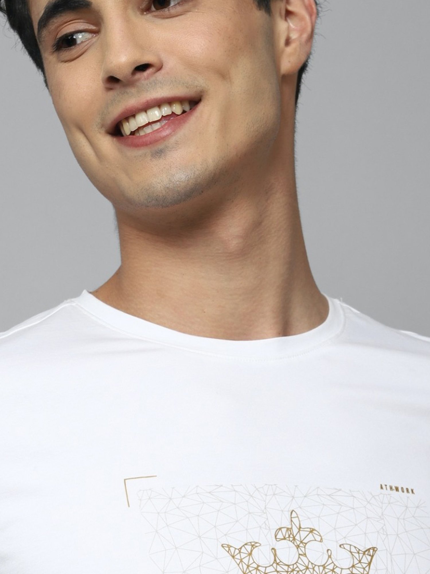 Louis Philippe Sport White Cotton Slim Fit Printed T-Shirt