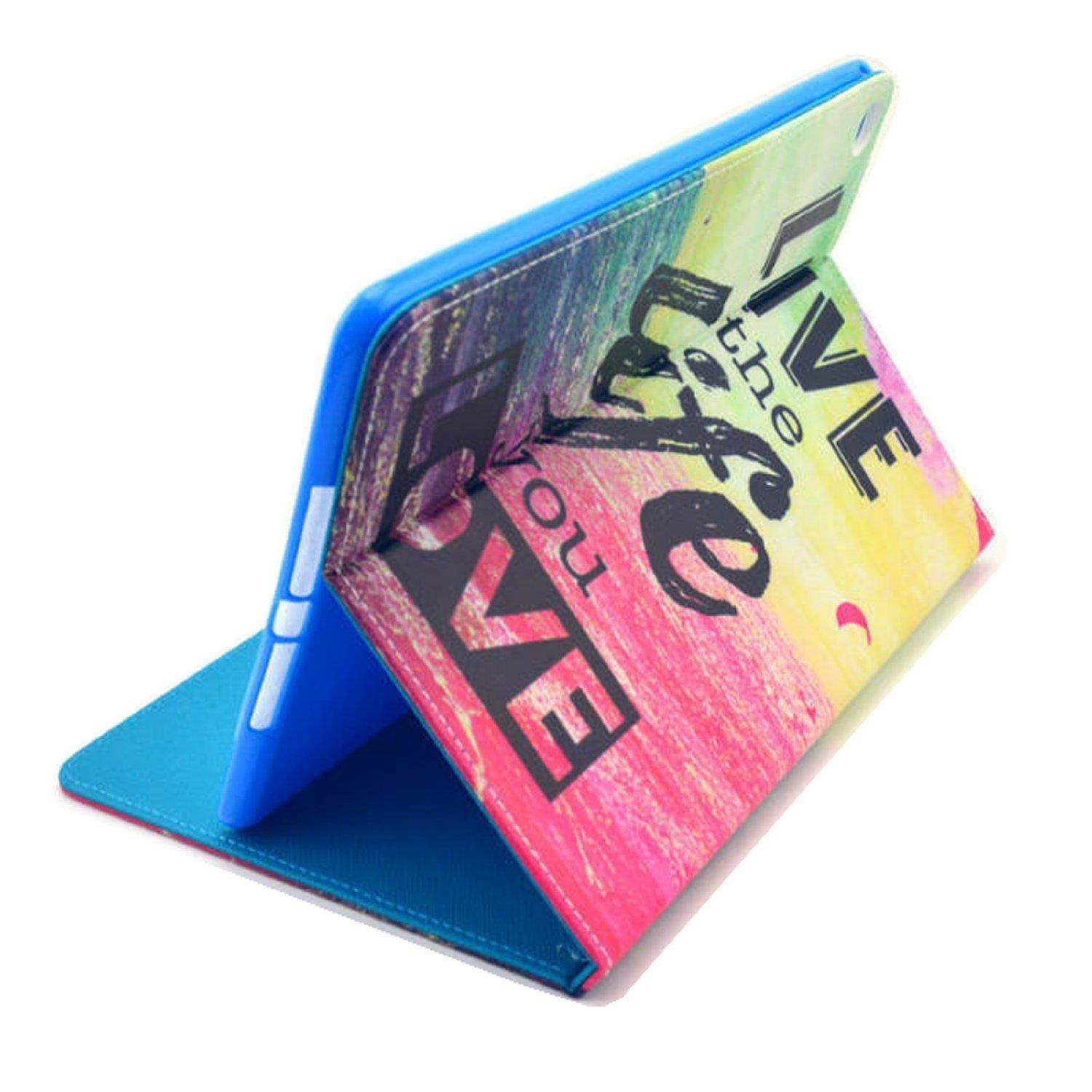 Newshine  Premium PU Leather Magnetic with Card Slots, Pocket Case Cover with [Auto Sleep/Wake Feature] for Apple iPad Air (Love Life)