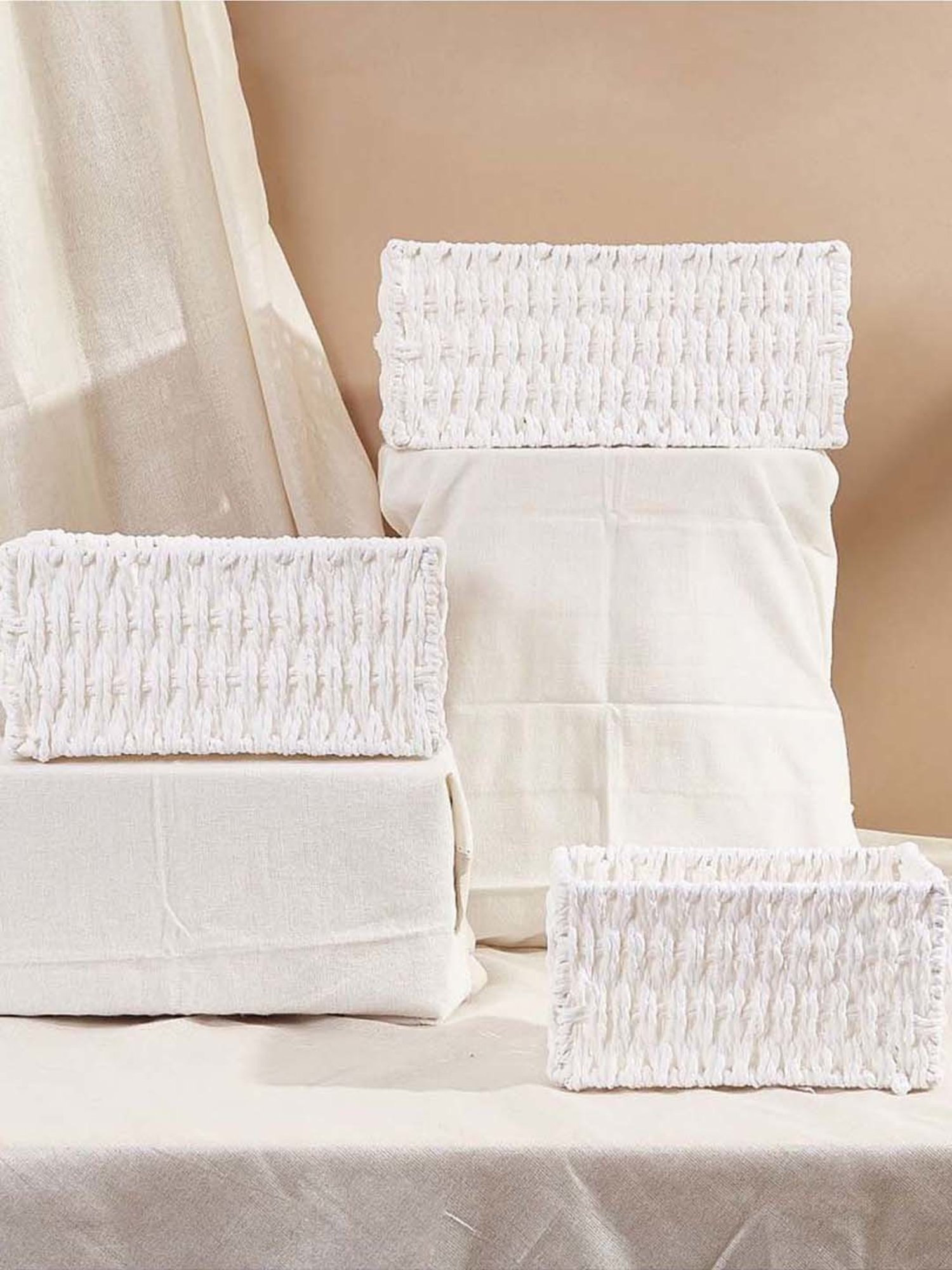 Mason Home White Rope Organising Basket (Set of 3)