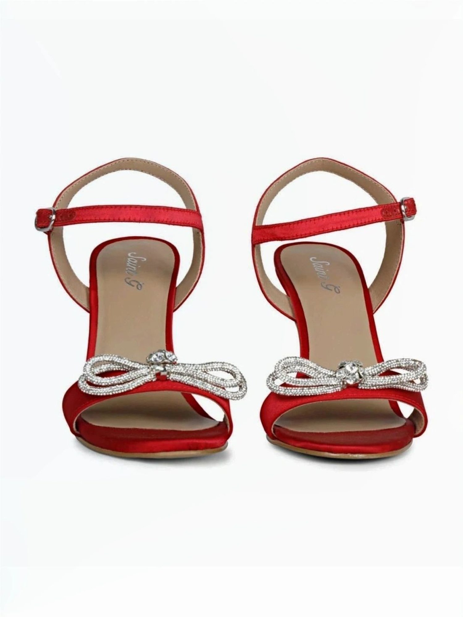 Saint G Women's Hayden Red Ankle Strap Stilettos