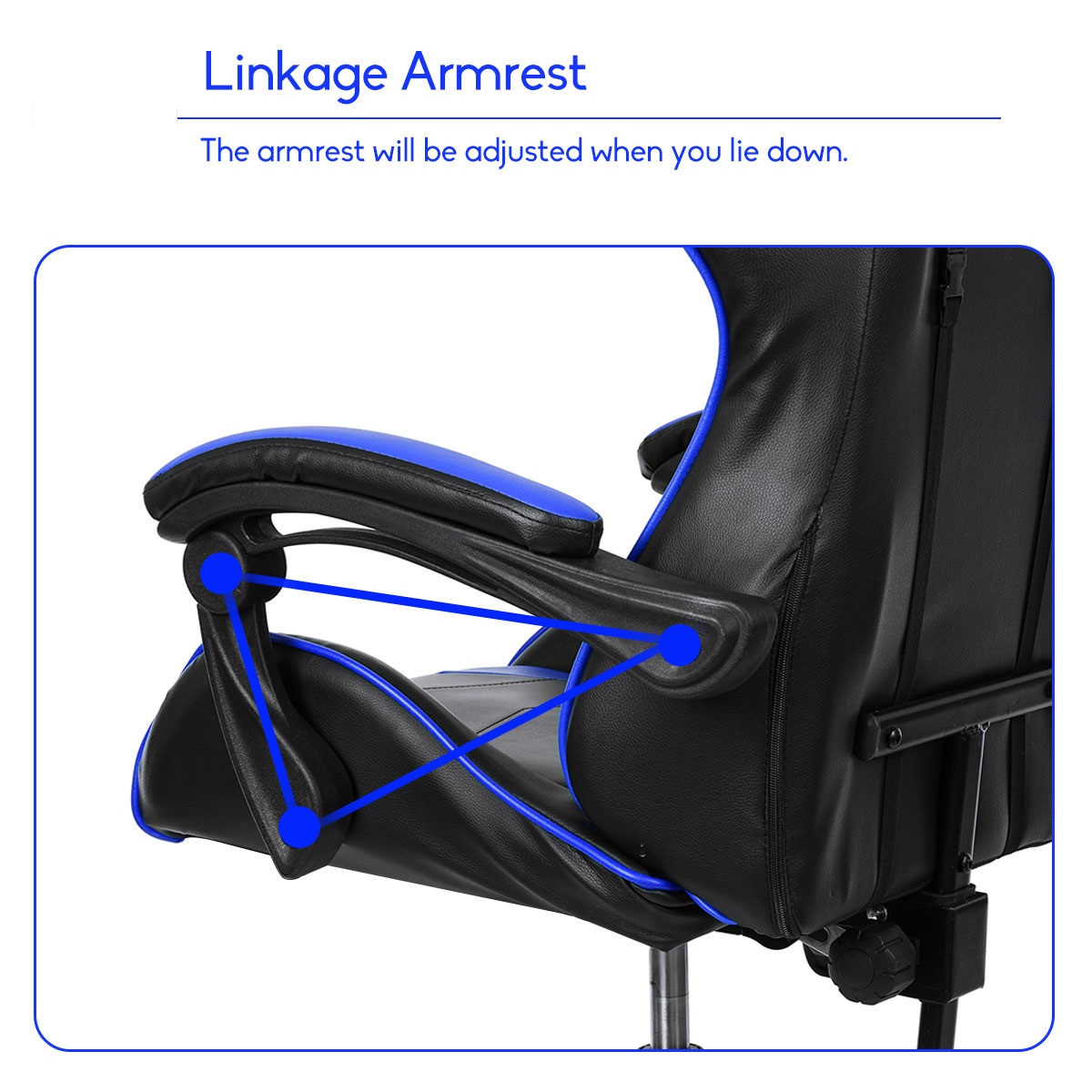 Executive Office Chair Racing Gaming Chair Leather Computer Recliner Swivel Lift