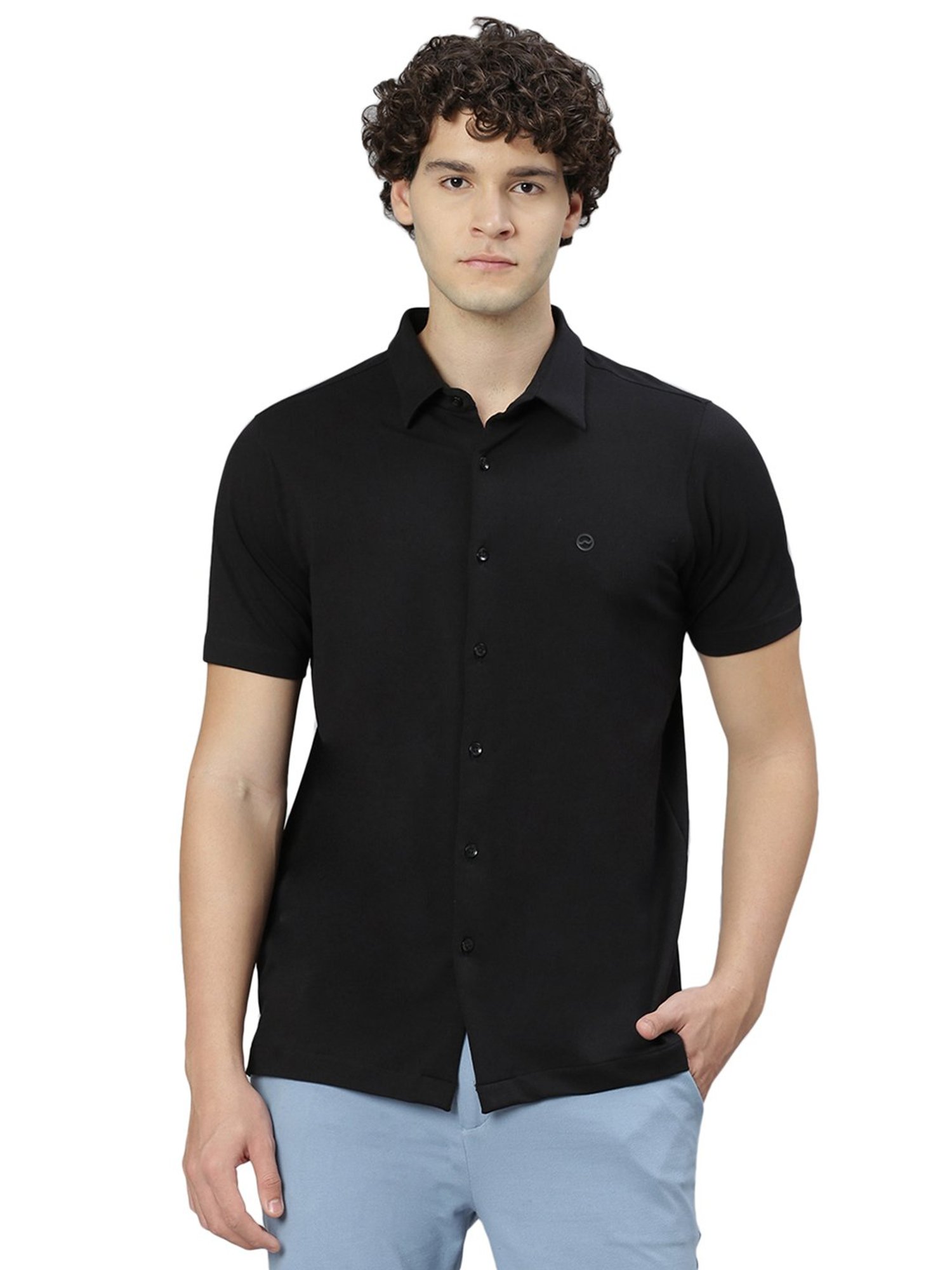 Slowave Black Regular Fit Shirt