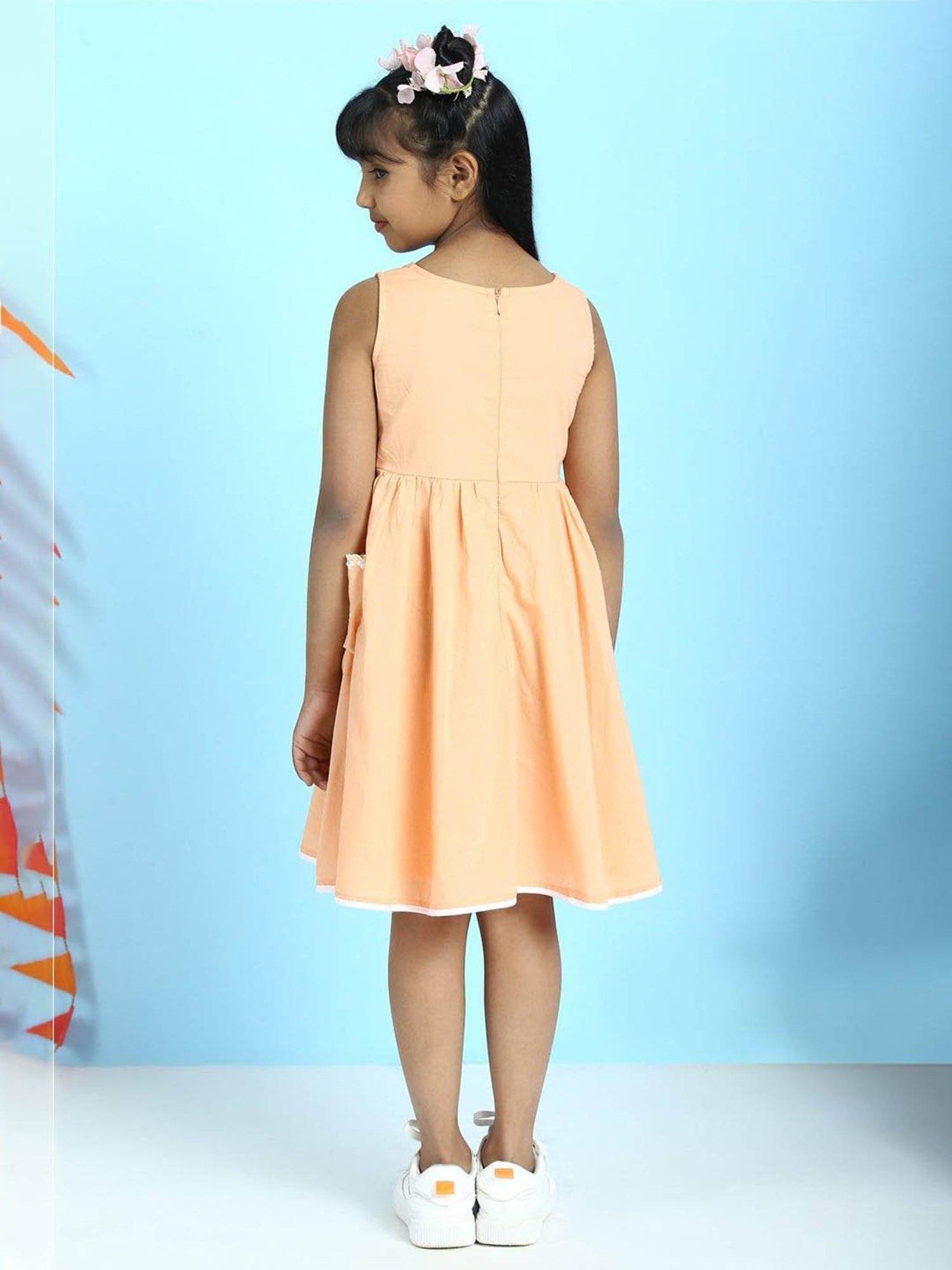 Biba Girls Orange Embroidered Dress