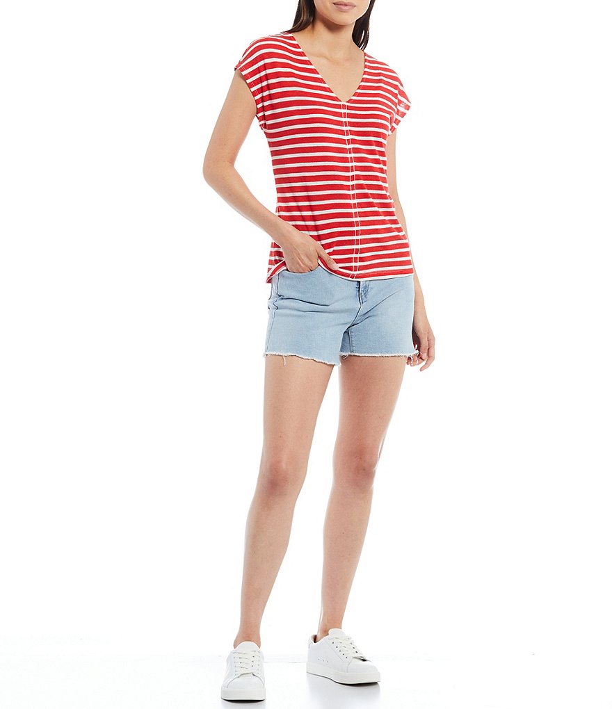 WAYF Double Ruffle V-Neck Peplum Top