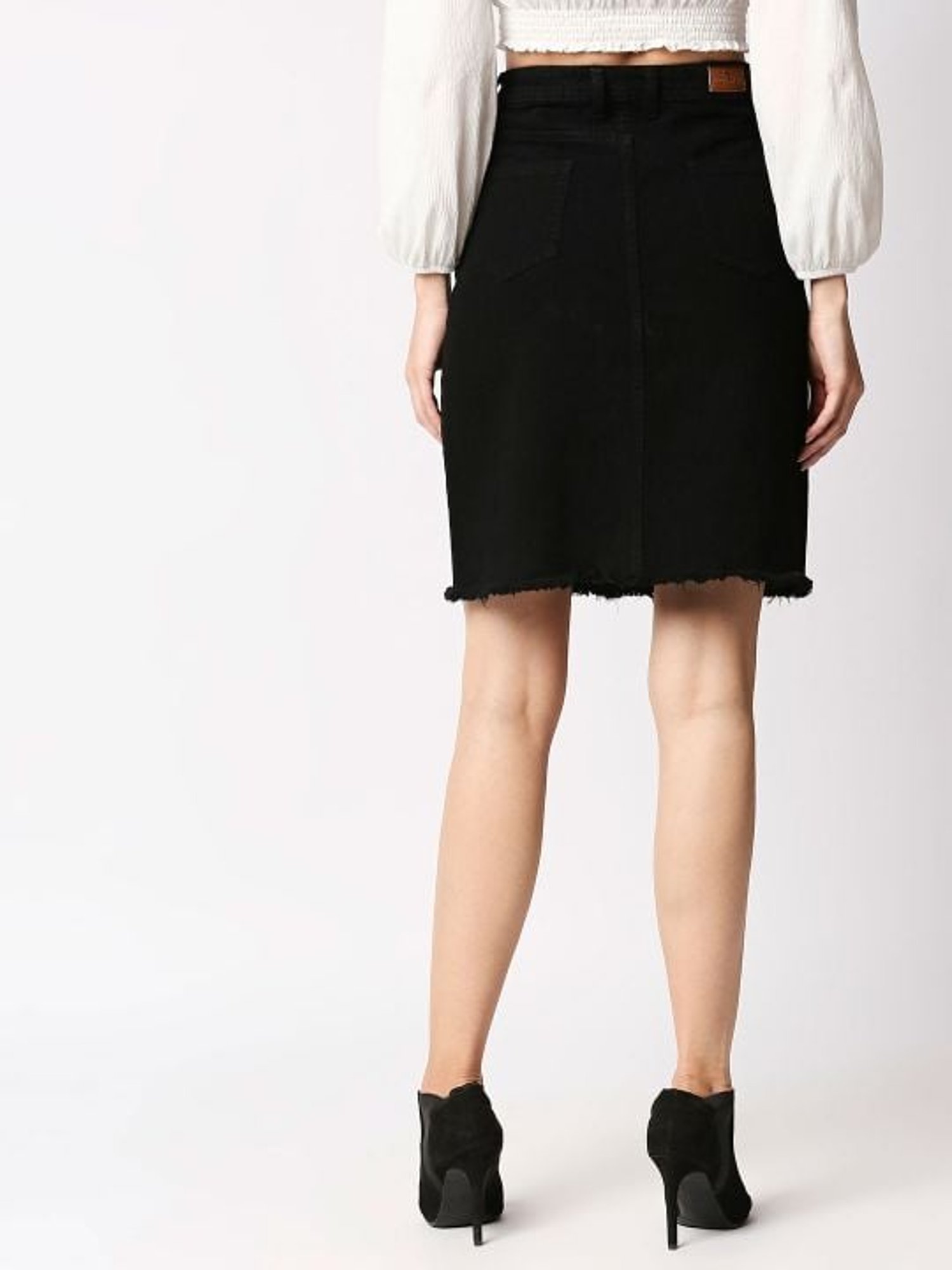 High Star Black Cotton Skirt