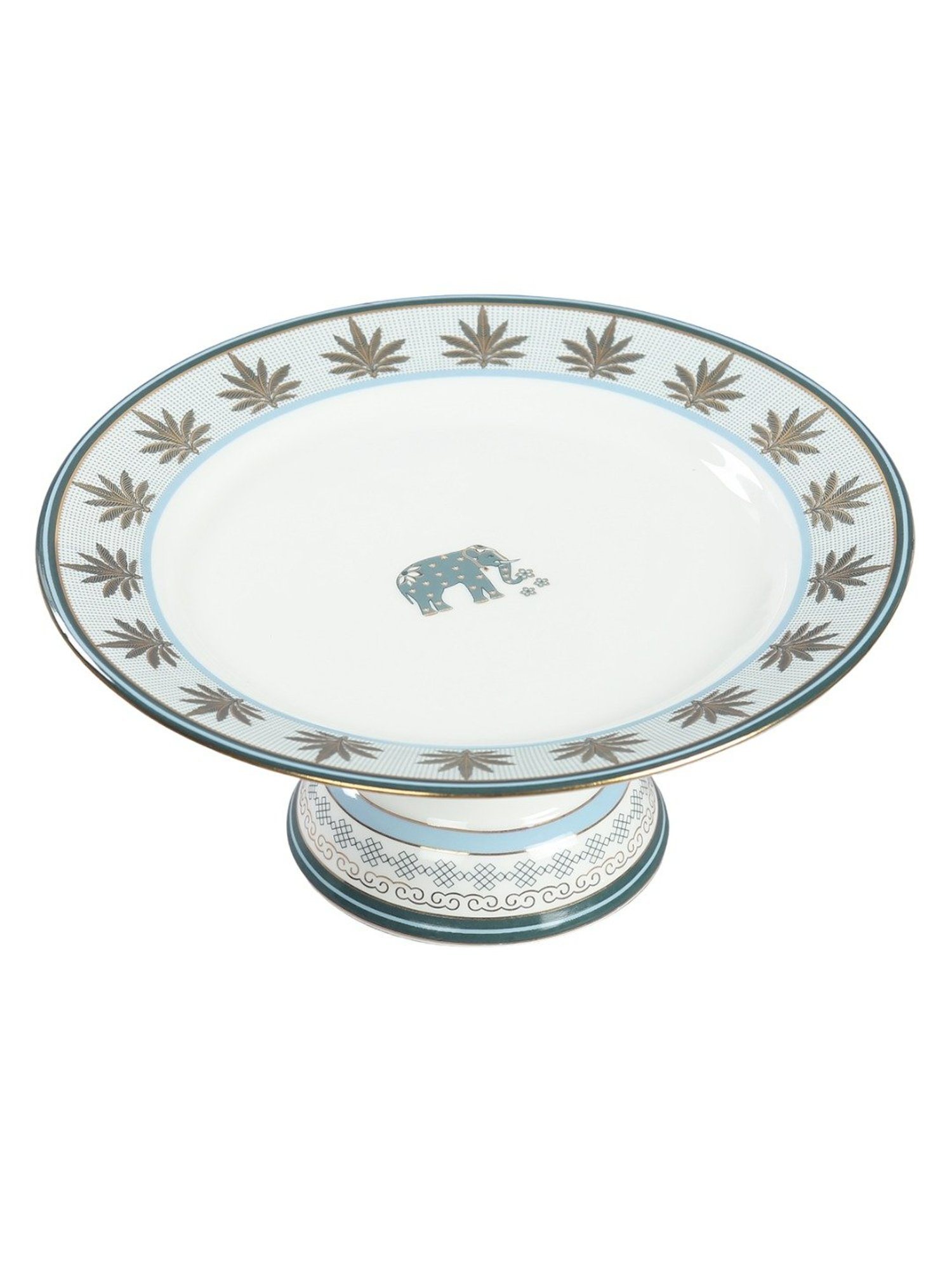 India Circus White Bone China Cake Stand With Accented and 22 Carat Gold Each With Gift Premium Box