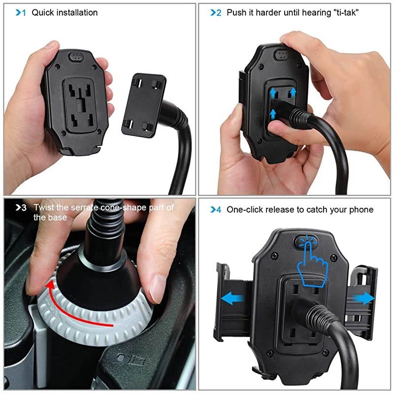 Phone Holder for Car-Upgraded  Cup Holder Phone Mount-Gooseneck Car Phone Holder -Universal Cell Phone Holder -Car Cradle-for iPhone 12 Pro Max/11/XR/XS/X/8 Samsung S20 Ultra/Note 20 (Gray)