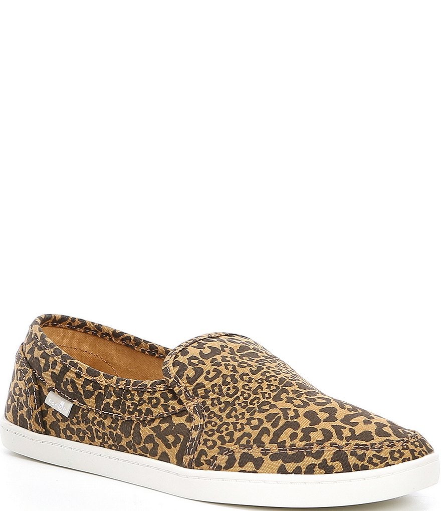Sanuk Pair O Dice Leopard Print Canvas Slip-On Sneakers