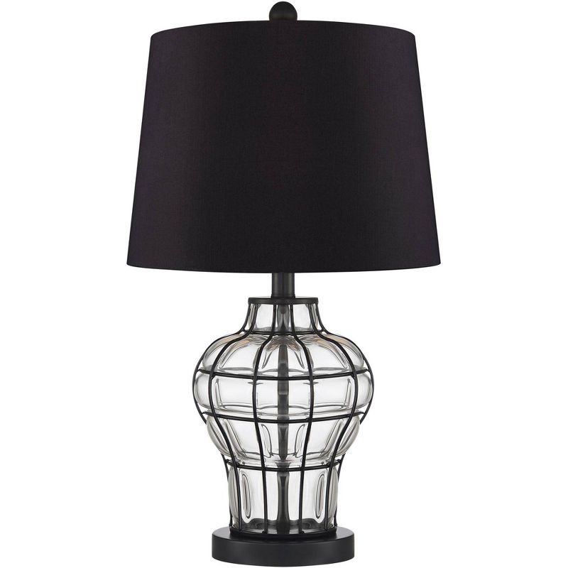 360 Lighting Hudson Blown Glass Gourd Black Shade Table Lamps Set of 2