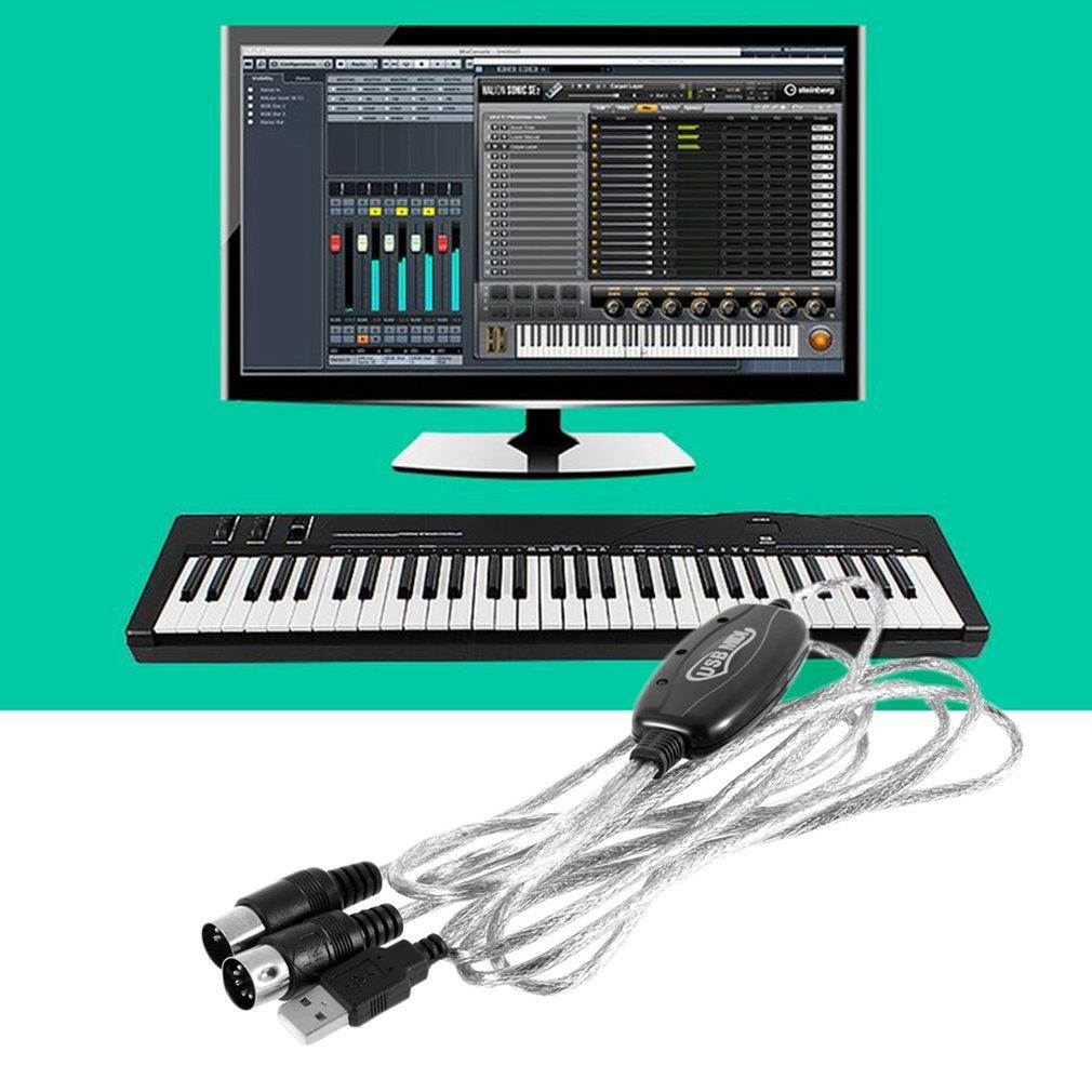 New USB IN-OUT MIDI Interface Cable Converter PC to Music Keyboard Cord