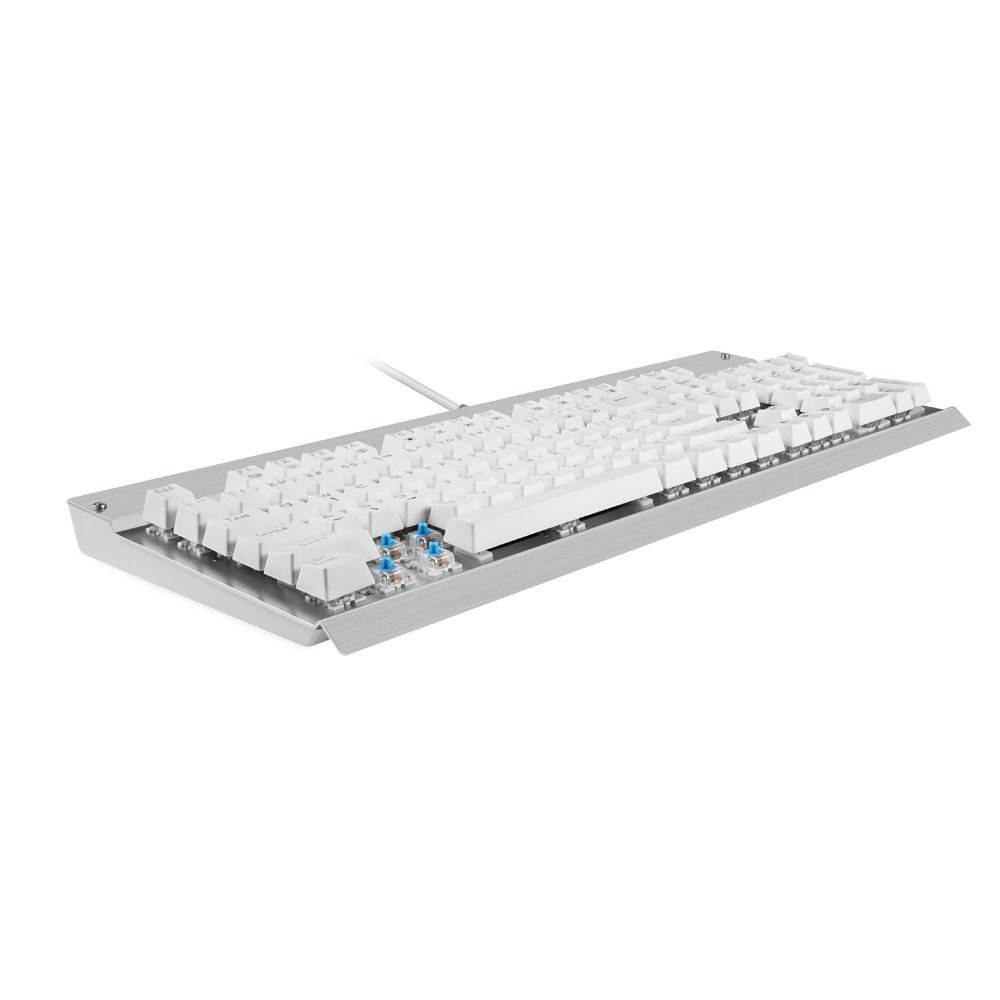 EagleTec KG011-N Mechanical Keyboard Gaming/Office with Blue switch, 104 key perfect for typing, white aluminum design (No Backlight)