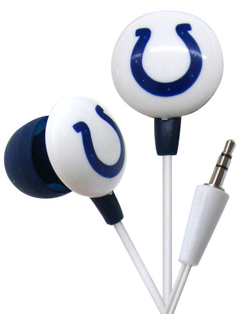 iHip NFL Officially Licensed Noise Isolating Mini Earbuds - Indianapolis Colts (White/Blue)