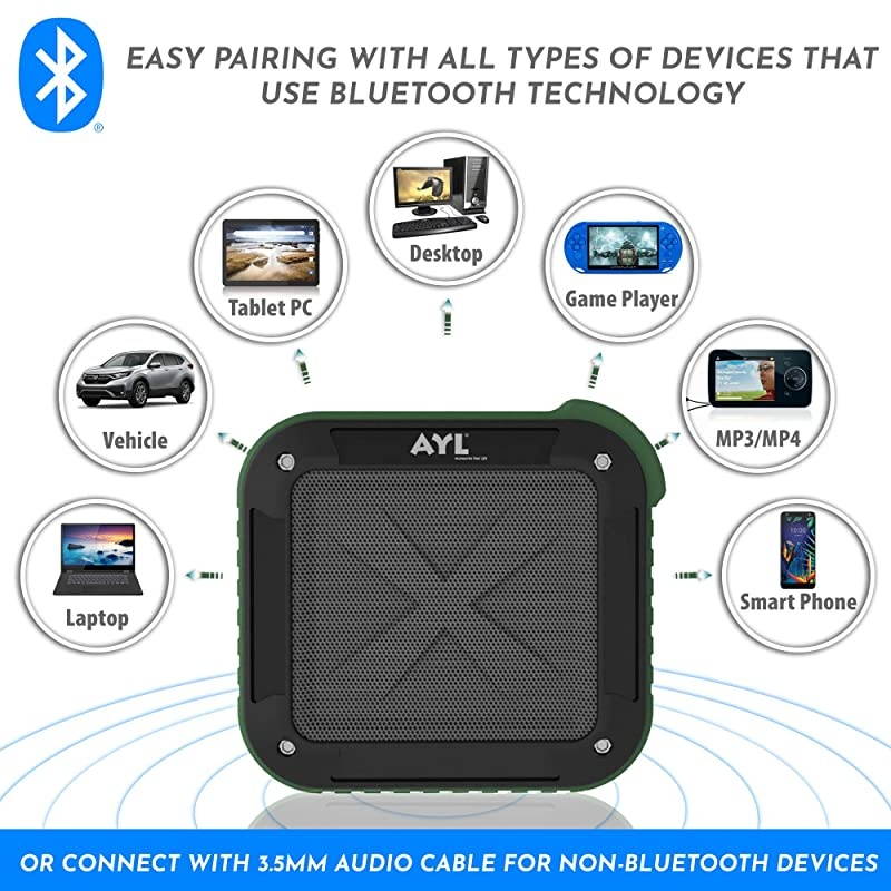 Bluetooth Speakers Portable Wireless Shower Speaker Waterproof IPX6 Shockproof Loud Bass Volume with Small Durable Design Perfect for Bathroom Travel Car Home by  SoundFit Black