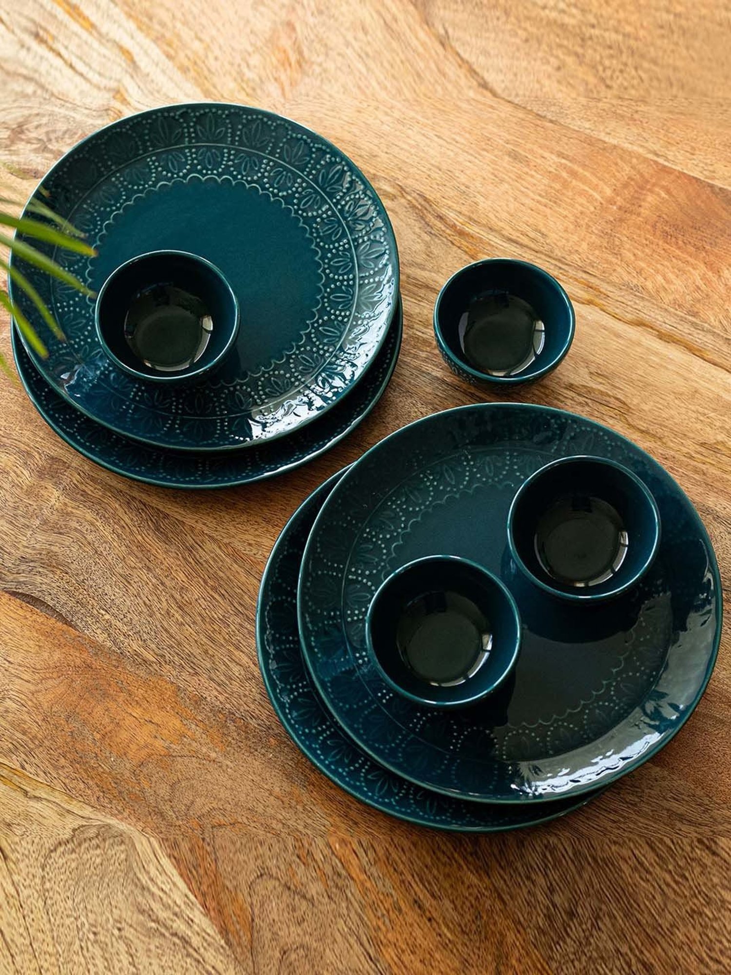 Cello White & Rust Glass Dinner Set