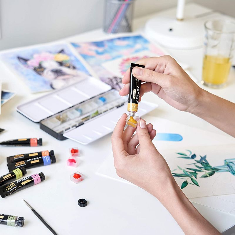 Arteza Empty Half-Pans in Tin Box - 24 Pack (ARTZ-9112)