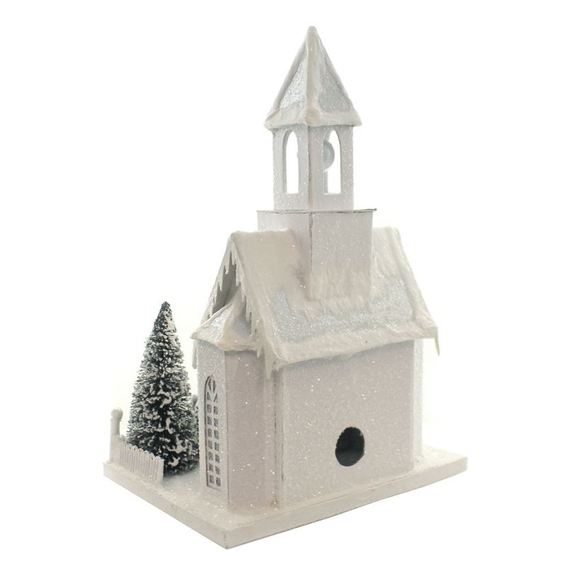 Christmas 15.0" Ivory Church Large Putz Pressed Paper Winter White  -  Decorative Figurines