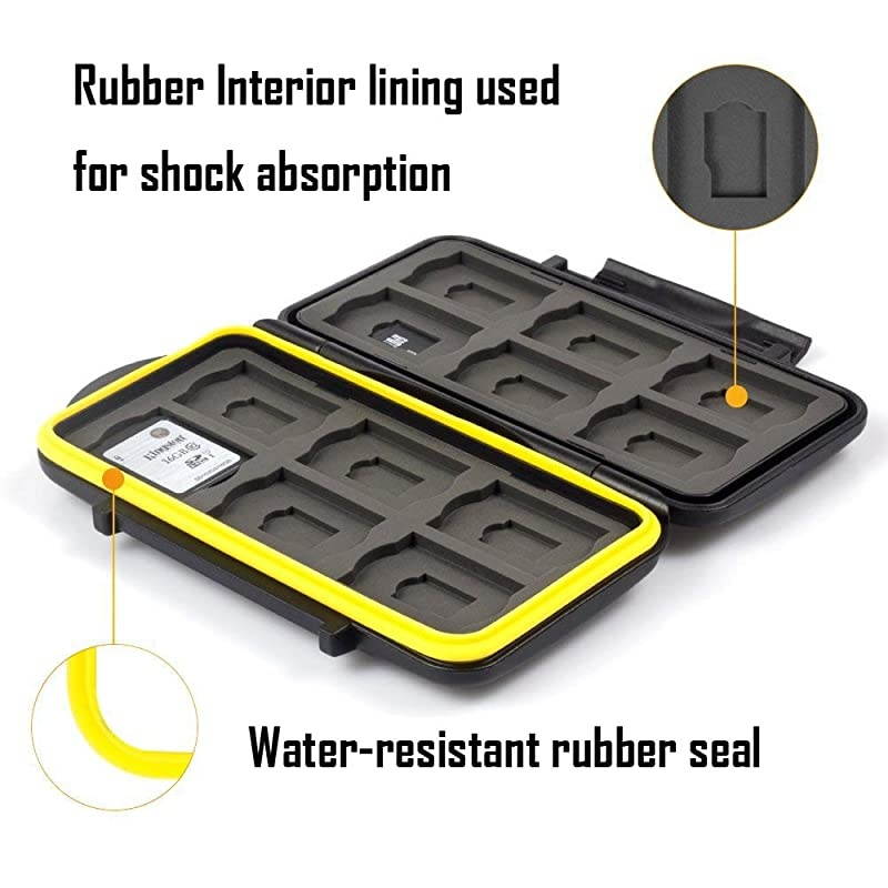 Waterproof Micro SD Card Storage Case Holder 24 Slot Set Holds 12 SD Card and 12 Micro SD Card