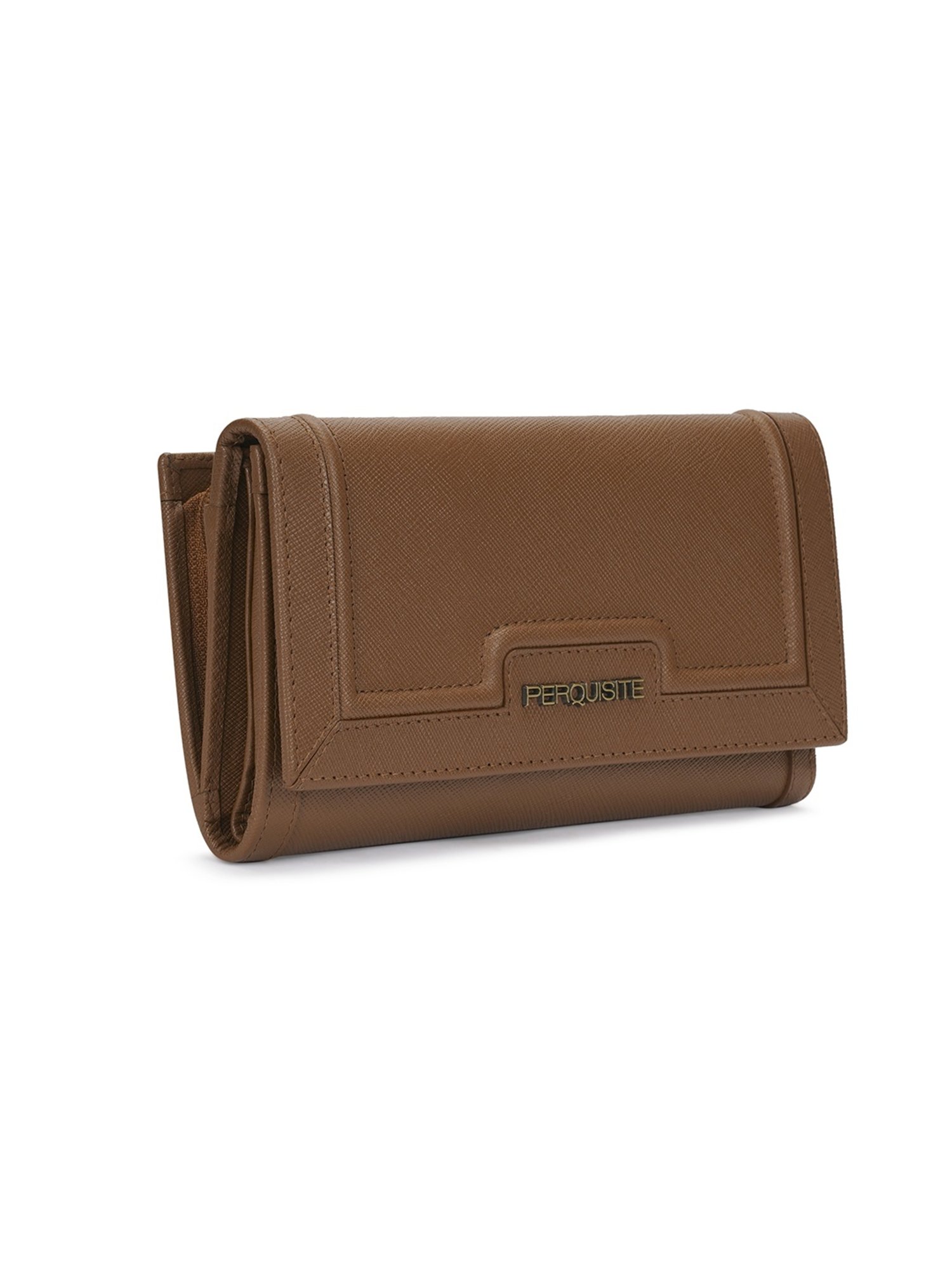 PERQUISITE LEONORA Brown Textured Tri-Fold Wallet for women
