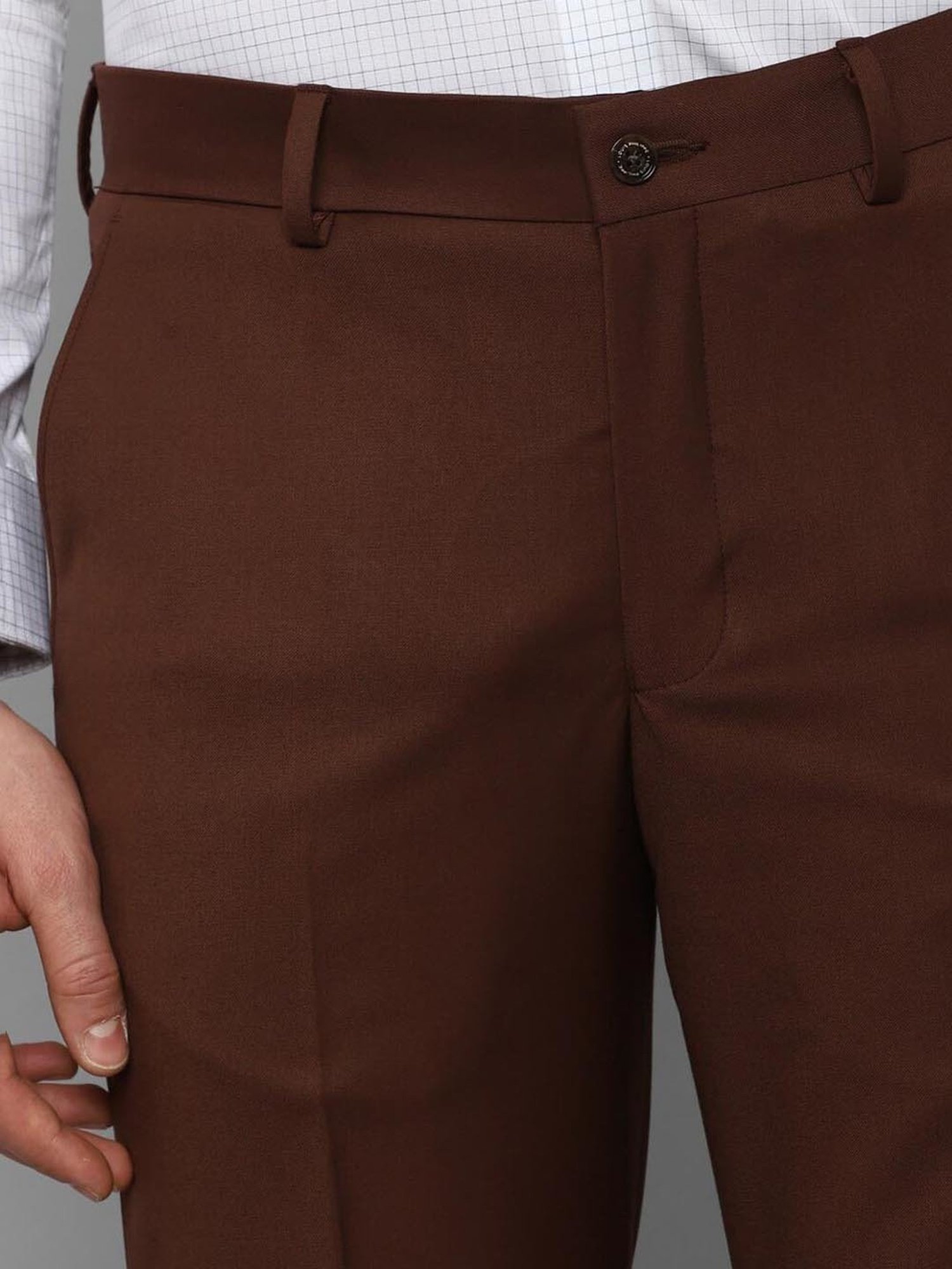 Louis Philippe Brown Slim Fit Trousers