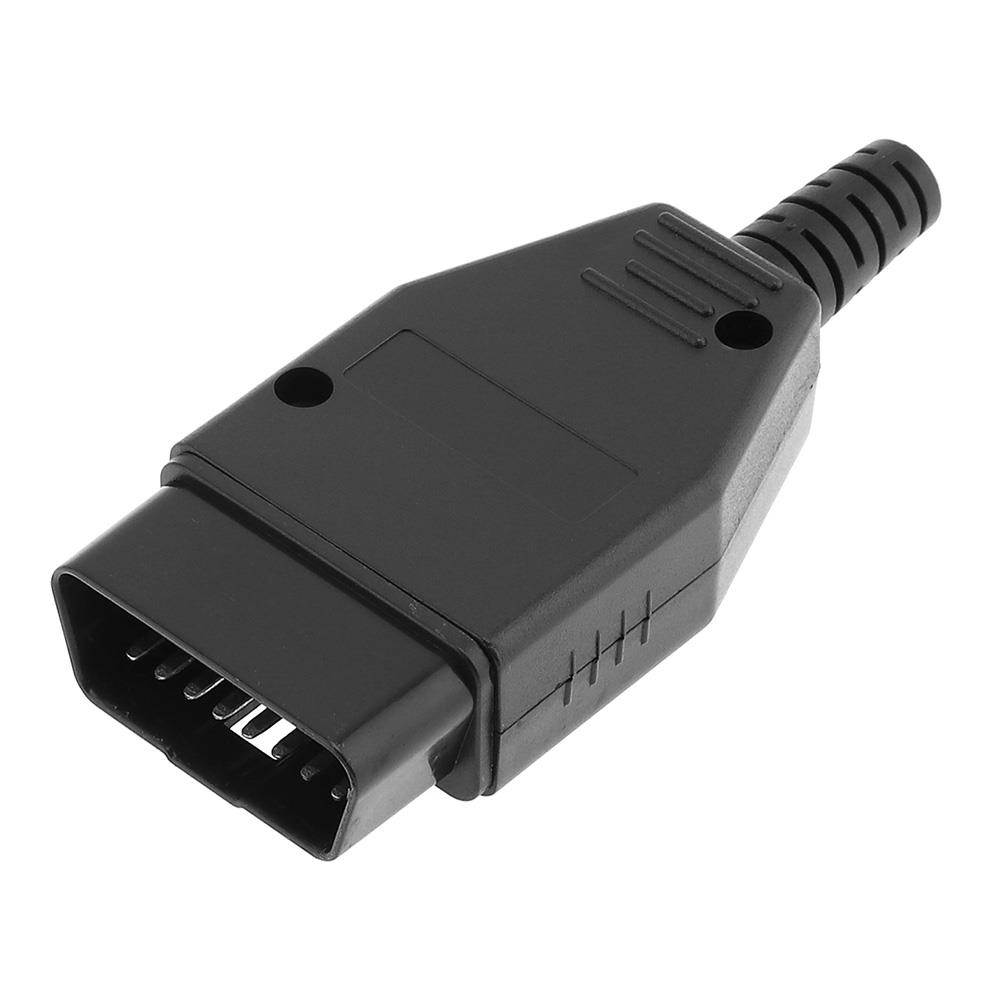 OBD-II DIY 16Pin Male Extension Opening Cable Car Diagnostic Interface Connector PLug with SR Shell and Screw