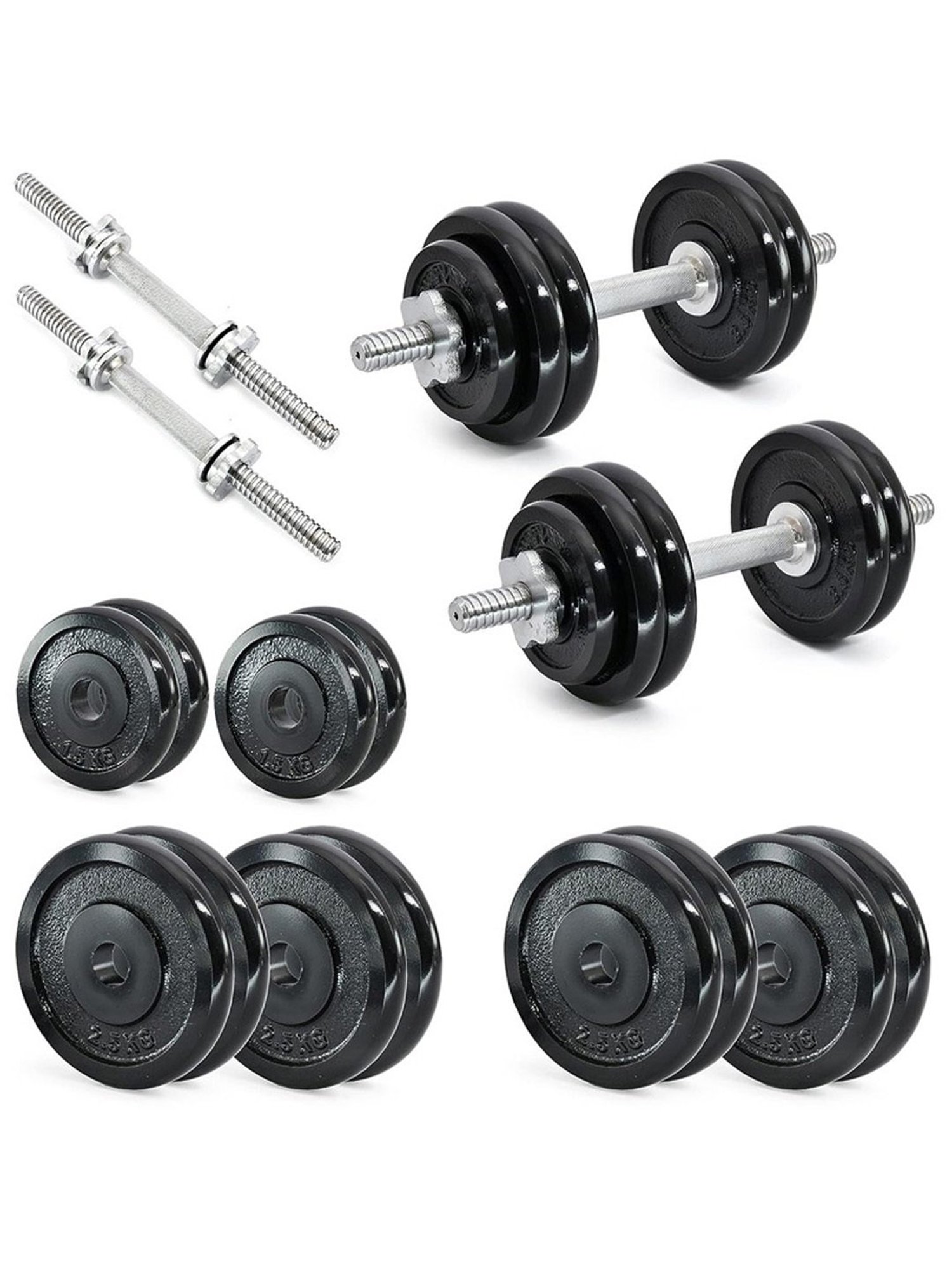 Kakss Cast Iron Spinlock Adjustable Dumbbell For Home Gym, Bodybuilding Fitness (Black) Size - 10KG